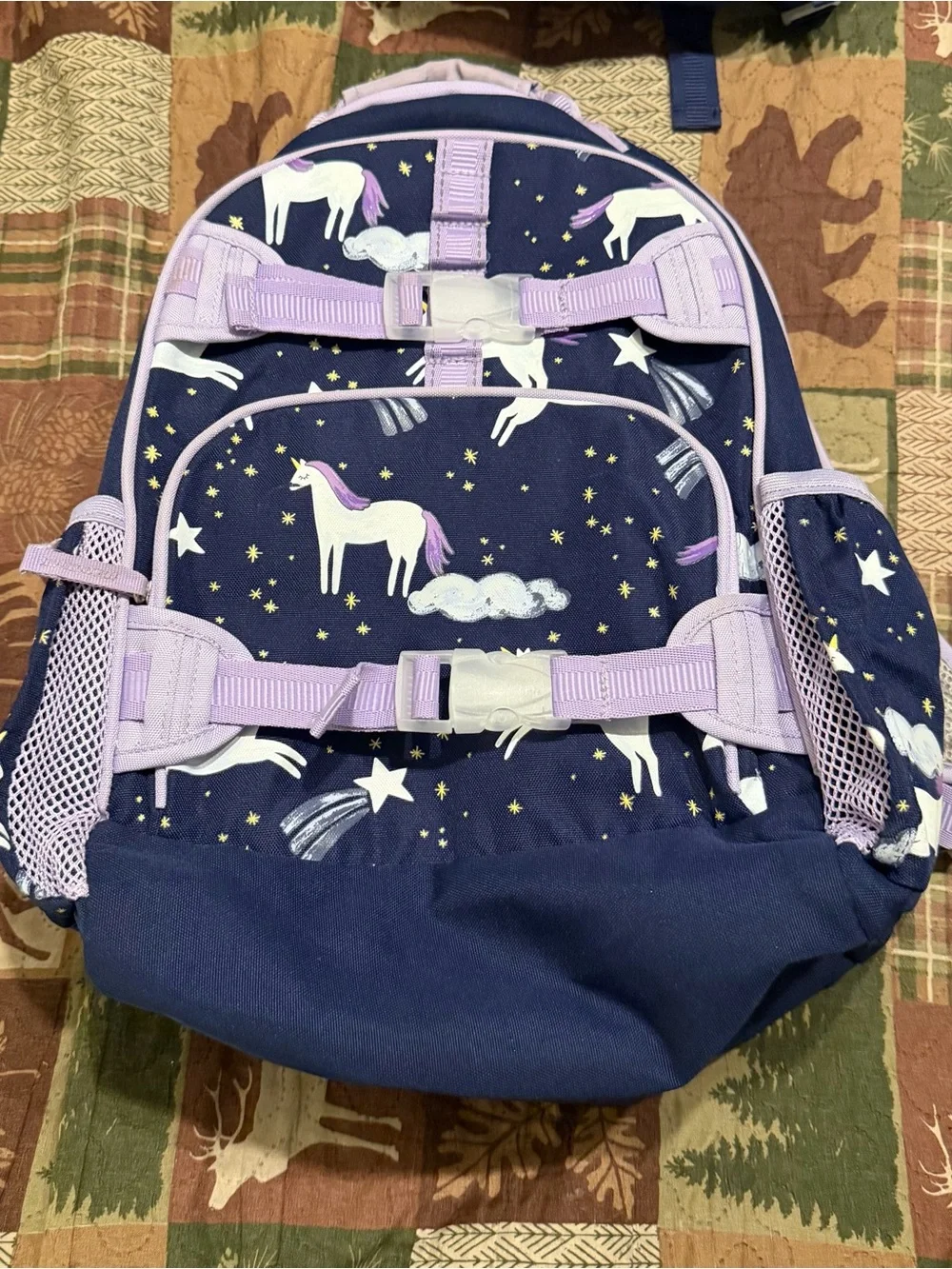 Pottery Barn Kids Navy and Lavender Unicorn Backpack